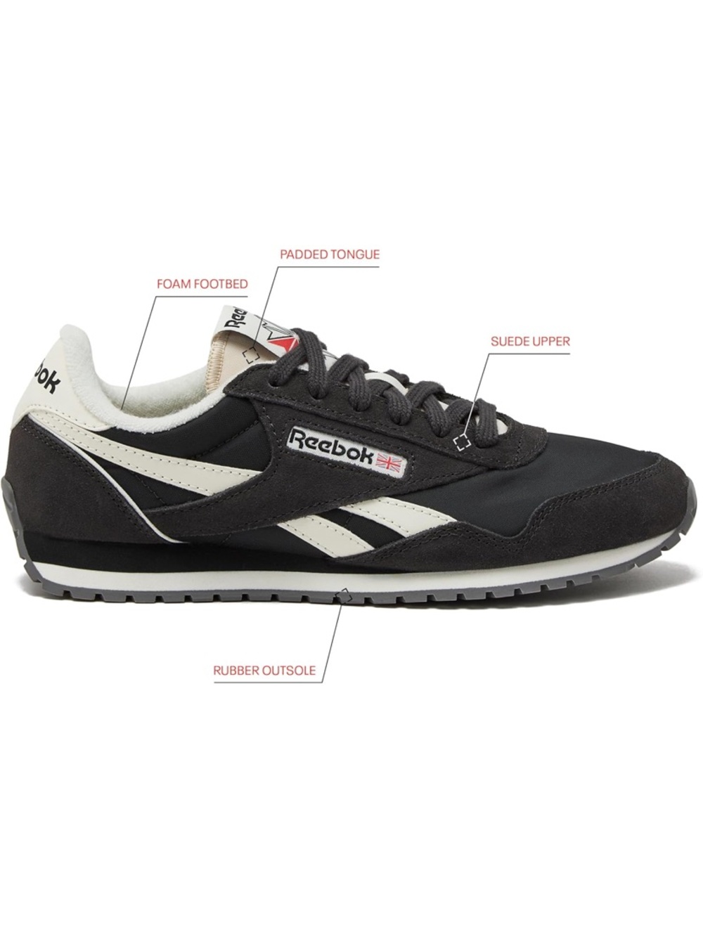 Reebok Women's Classic Running Shoes Washed Black